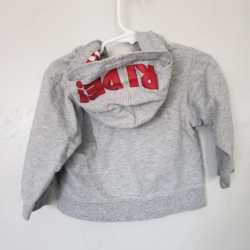 Carter's Baby Boy 18 Months Grey Zip Up Jacket Red Jeep Ride Vehicle